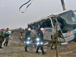 Malkara'da otobüs uçuruma yuvarlandı